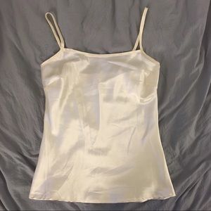 Trendy cream satin slip camisole top